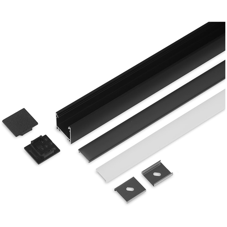 Aluminiumsprofil Model L 20mm LED strip, lgd 1M, sort