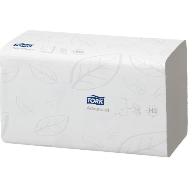Tork håndtørk 290163 H3, V-brettet, 3-lags, hvit, 15-pk