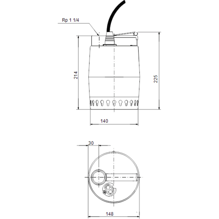 Grundfos Unilift KP150AW-1 kjellerpumpe, 10 meter kabel