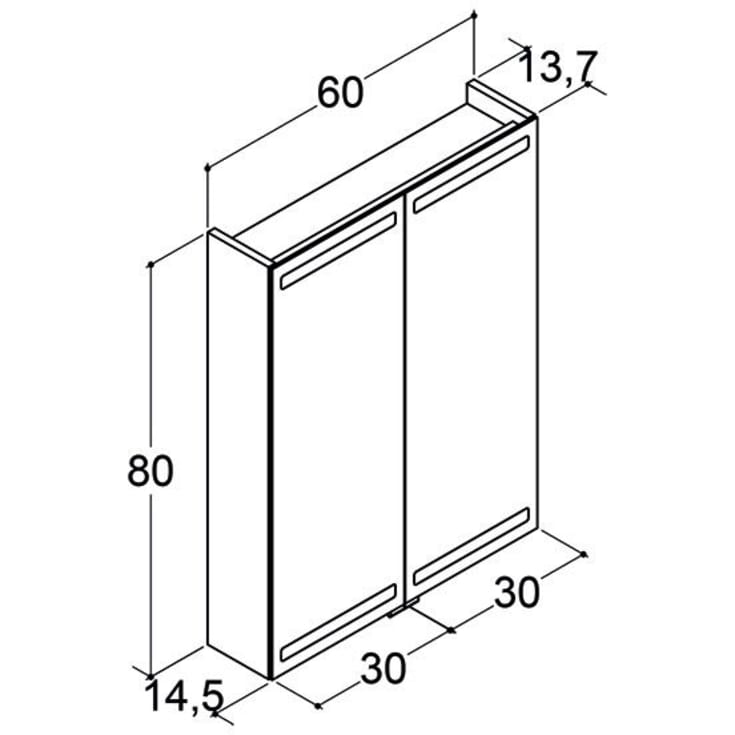Dansani Luna Level spejlskab, 80x60 cm, sort eg