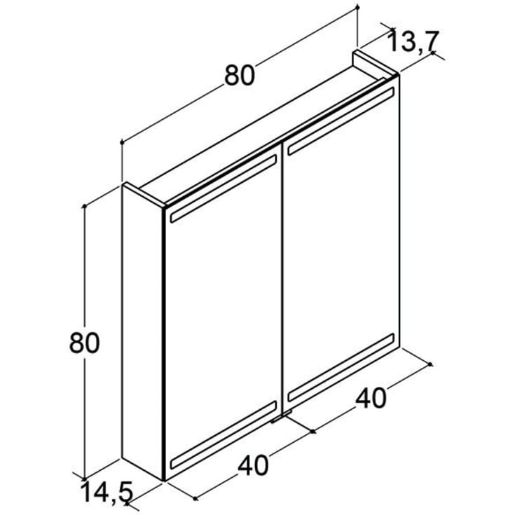 Dansani Luna Level spejlskab, 80x80 cm, sort eg