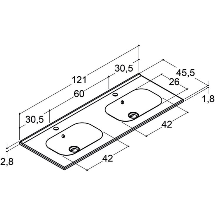 Dansani Luna møbelpakke, 121x45,5 cm, brun eg