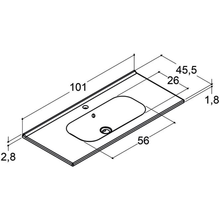 Dansani Luna møbelpakke, 101x45,5 cm, sort eg
