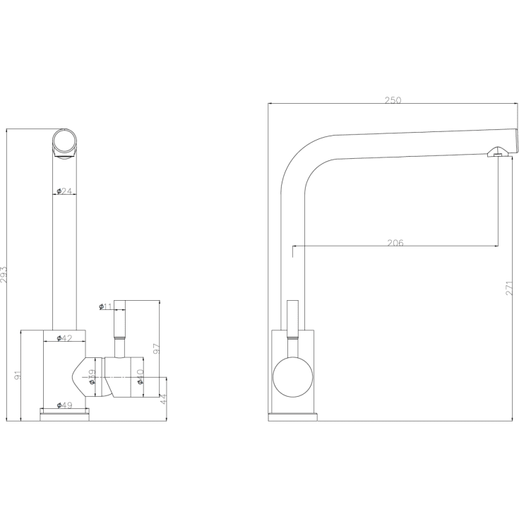 Zen Sanitary køkkenarmatur, messing