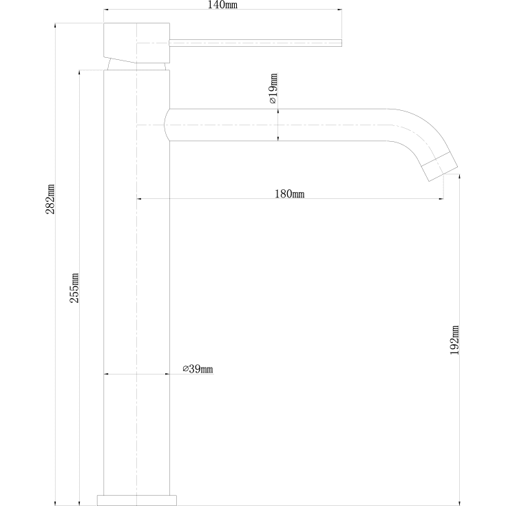 Zen Sanitary Slimline tvättställsblandare, svart krom