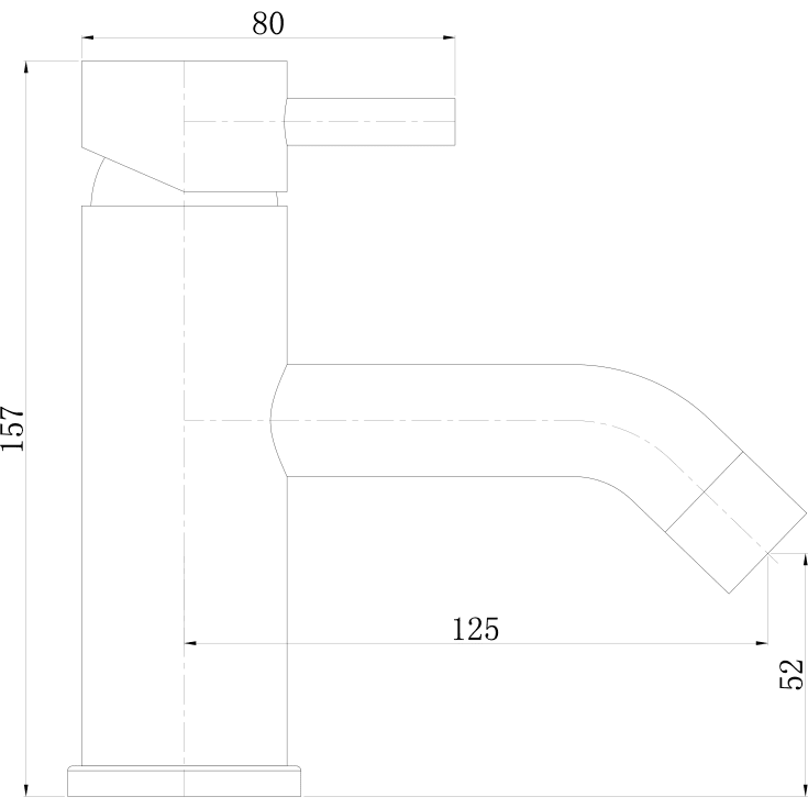 Zen Sanitary Slimline håndvaskarmatur, børstet rustfrit stål