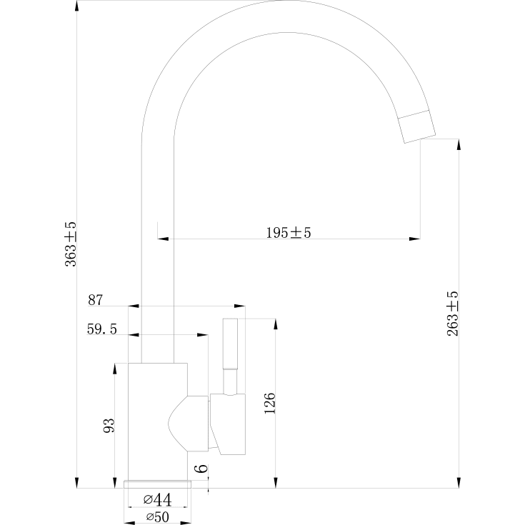 Zen Sanitary køkkenarmatur, sort