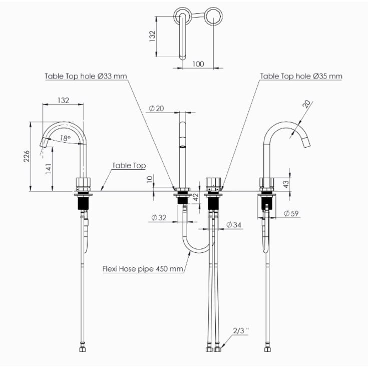 Toni Déca køkkenarmatur, børstet messing