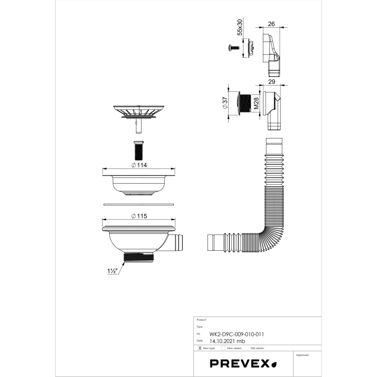 Prevex afløbssæt, sort