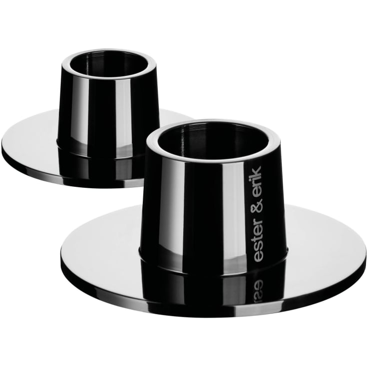 Ester & Erik ljusstakar, polerat svart, 2-pack