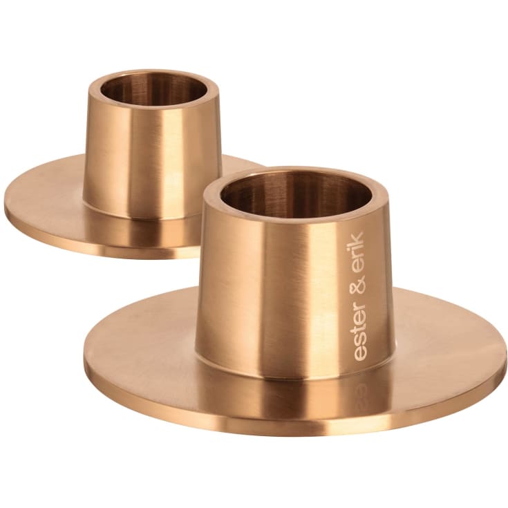 Ester & Erik ljusstakar, borstad rosa guld, 2-pack