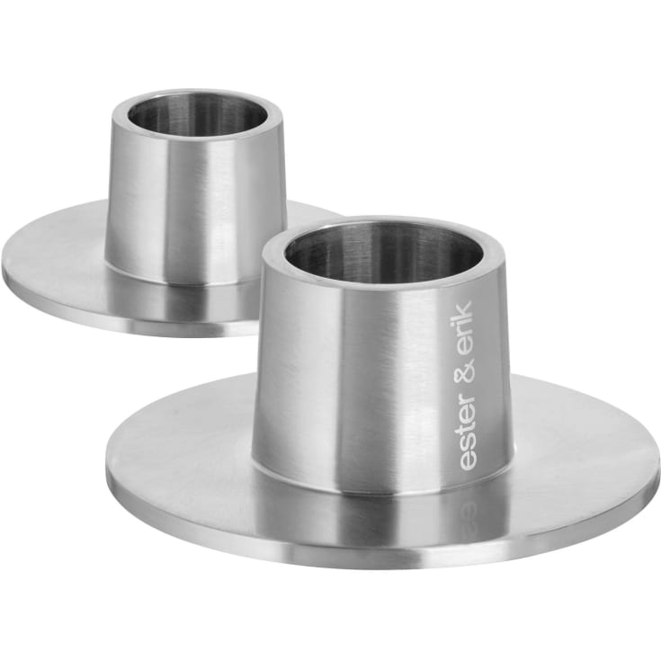 Ester & Erik ljusstakar, borstad silver, 2-pack
