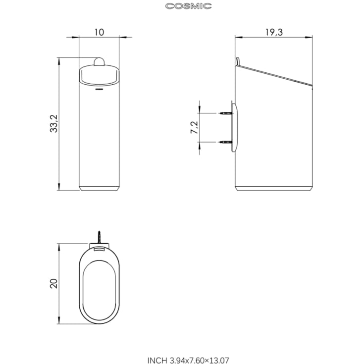 2 stk Cosmic Flat søppelbøtte, 2,5 liter, matt sort