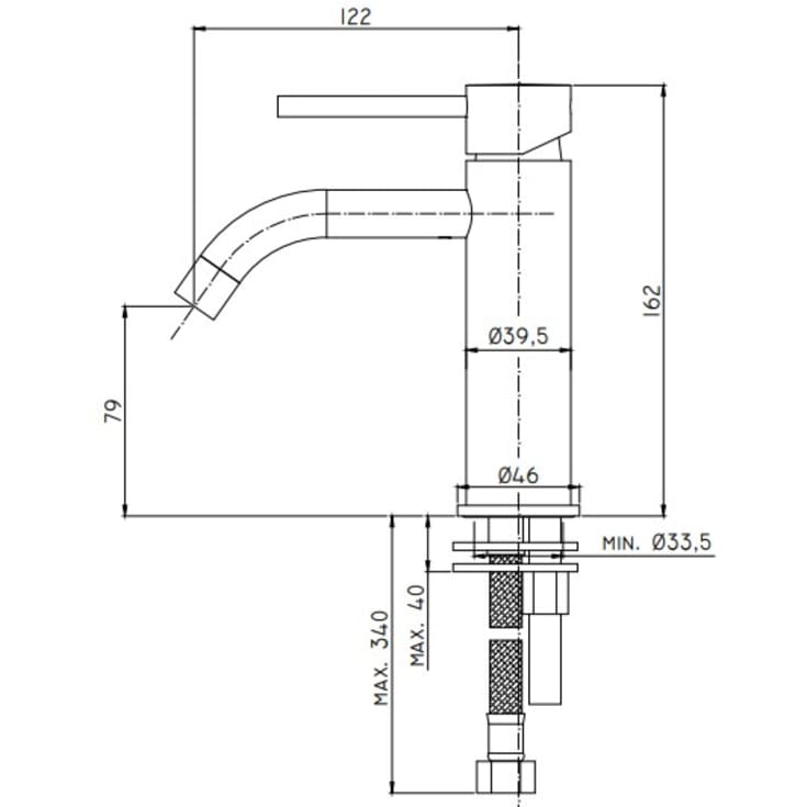 Nicobelli Light håndvaskarmatur, stål