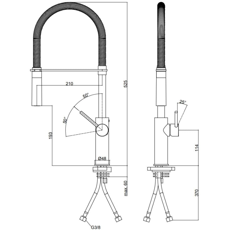 Nicobelli Paffoni Light køkkenarmatur, udtrækstud, børstet messing