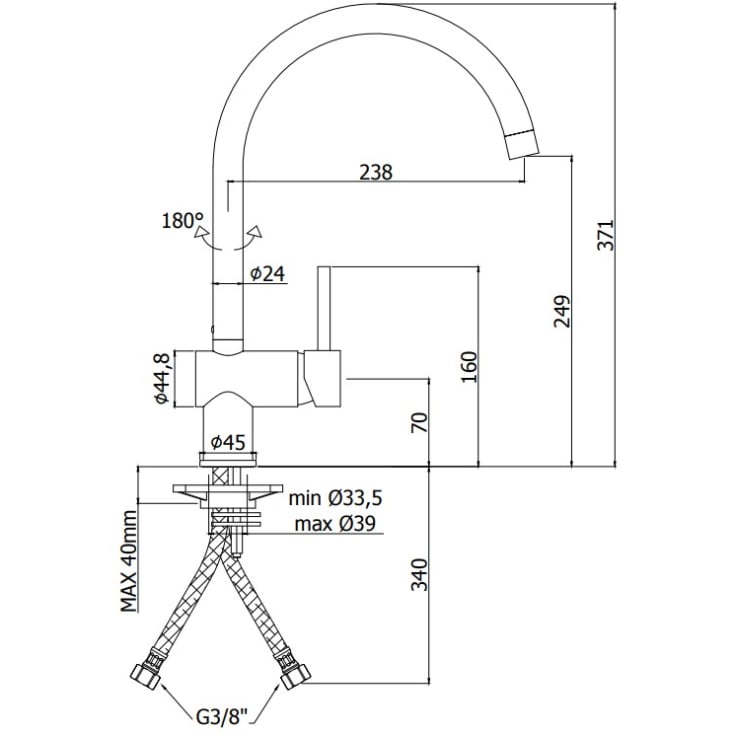 Nicobelli Paffoni Light Lux køkkenarmatur, børstet messing