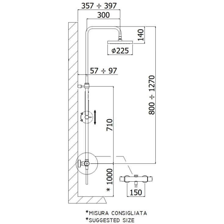 Nicobelli Paffoni Light brusesæt, mat sort