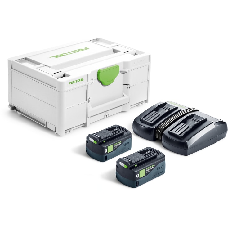 Festool energisæt SYS 18V 2xHP5,0/TCL6DUO, 2 x 18V/5,0Ah & lader