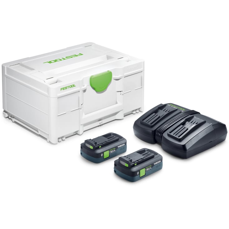 Festool energisæt SYS 18V 2xTBX4/TCL6DUO, 2 x 18V/4,0 Ah & lader