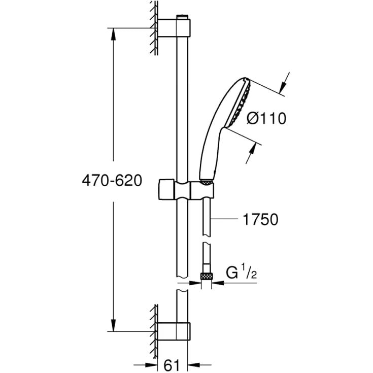 Grohe Tempesta 110 dusjsett, vannbesparende krom