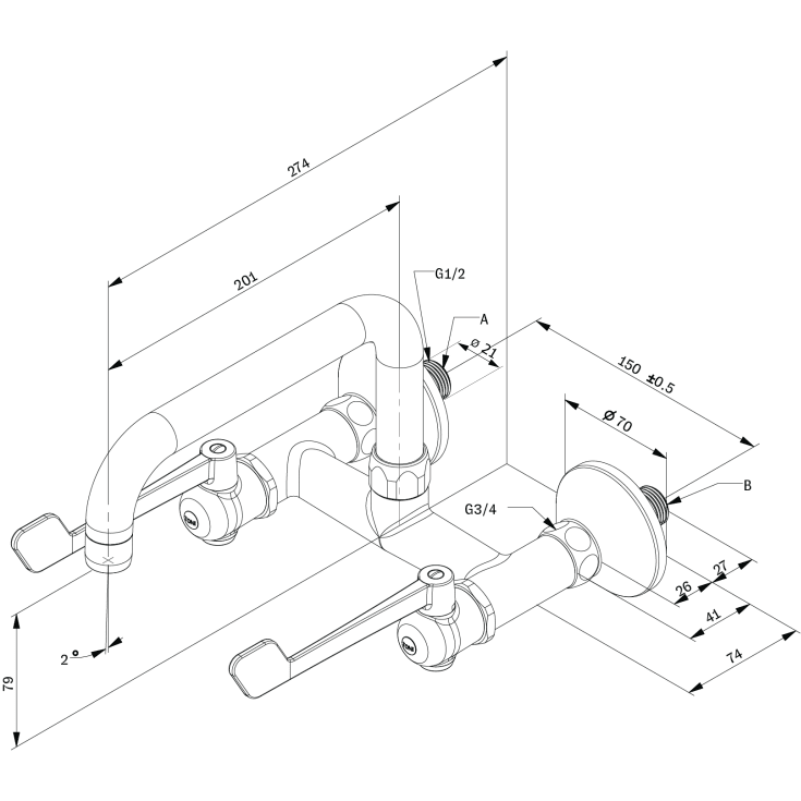 Toni SP håndvaskarmatur, messing