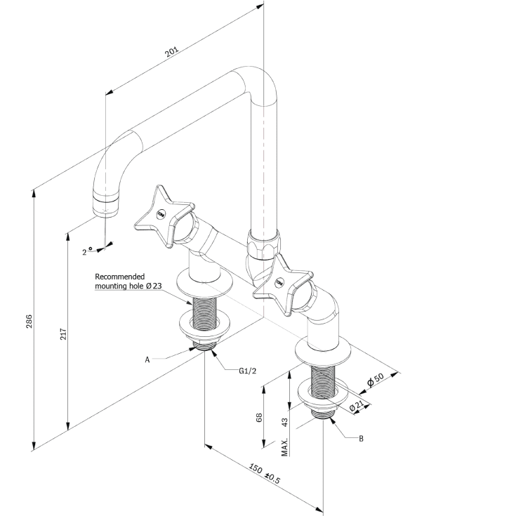 Toni Krydsgreb køkkenarmatur, bruneret messing
