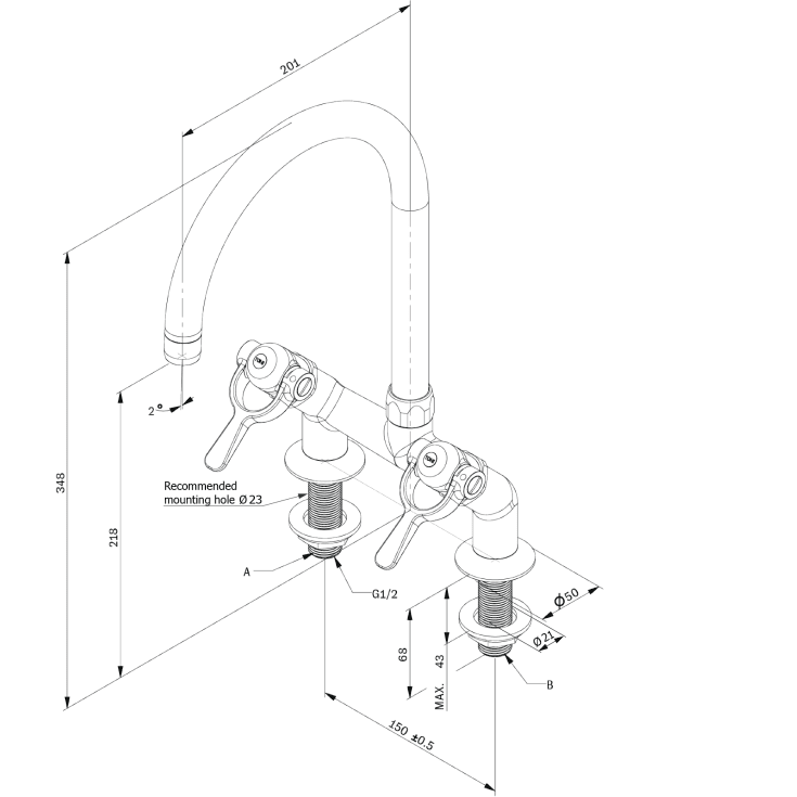 Toni SP køkkenarmatur, bruneret messing