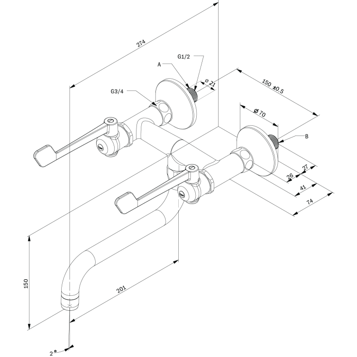 Toni SP håndvaskarmatur, krom