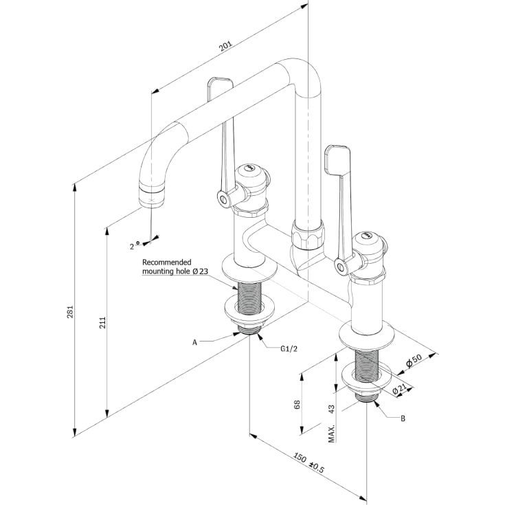 Toni SP Albue køkkenarmatur, nikkel