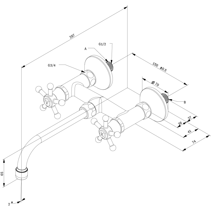 Toni Christiansborg håndvaskarmatur, bruneret messing