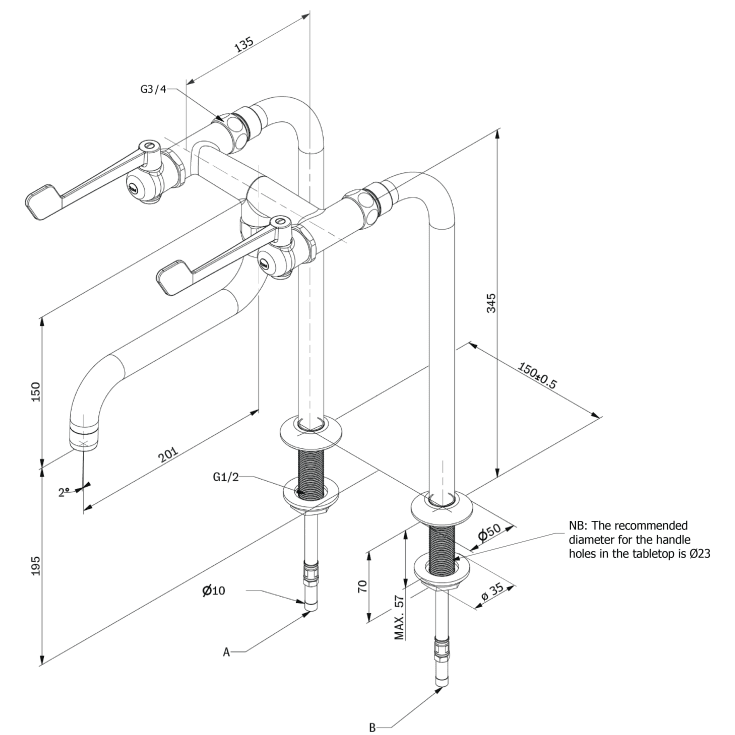 Toni SP Albue køkkenarmatur, messing