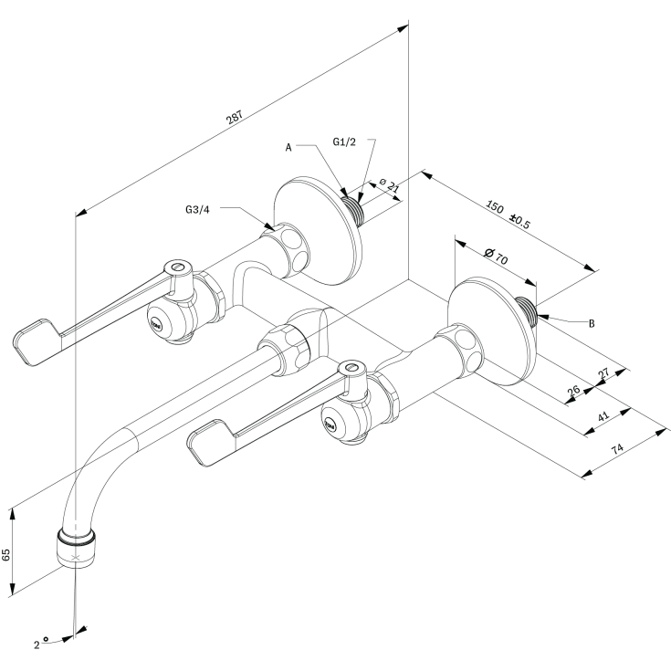 Toni SP håndvaskarmatur, bruneret messing