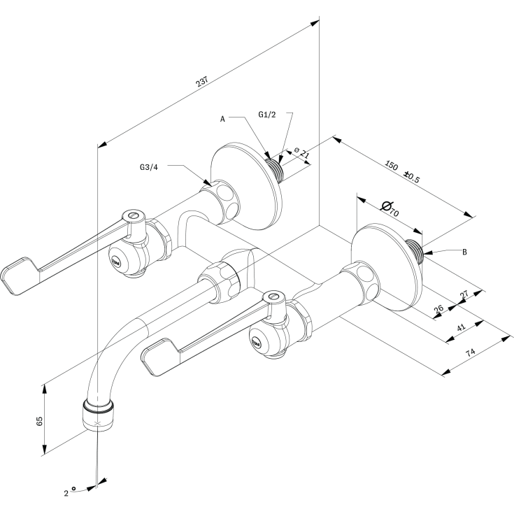 Toni SP håndvaskarmatur, bruneret messing