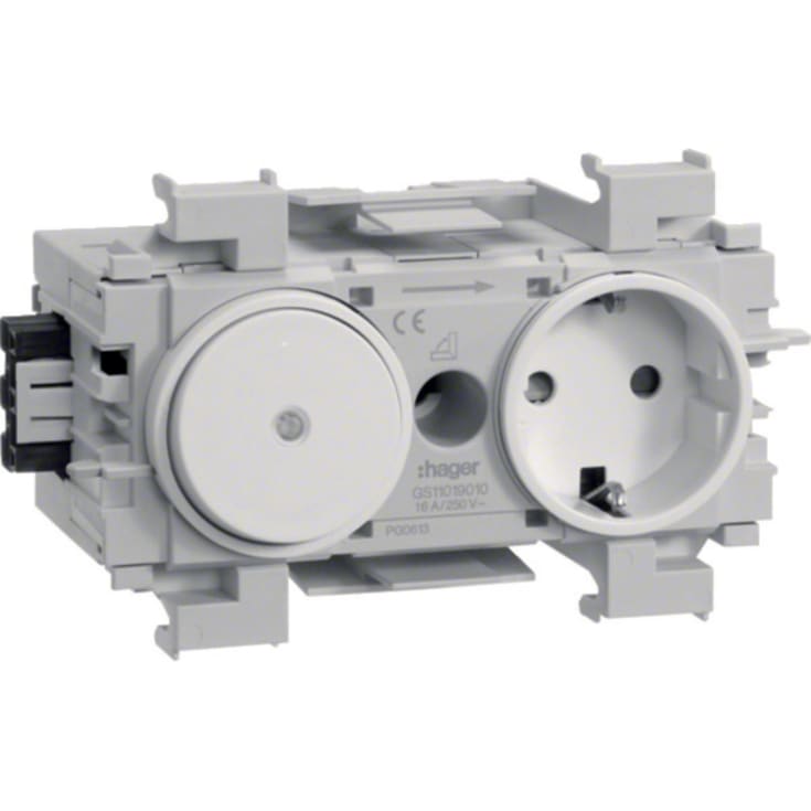 10 stk Ecoline 1xSchuko stikkontakt med afbryder for front RAL9016