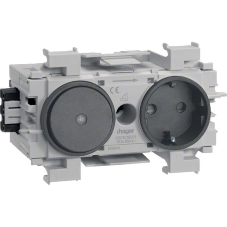 10 stk Ecoline 1xSchuko stikkontakt med afbryder for front RAL9011