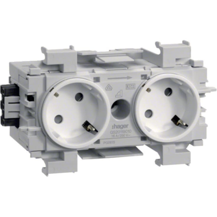 10 stk Ecoline 2xSchuko 45 grader stikkontakt for frontmontage RAL9016