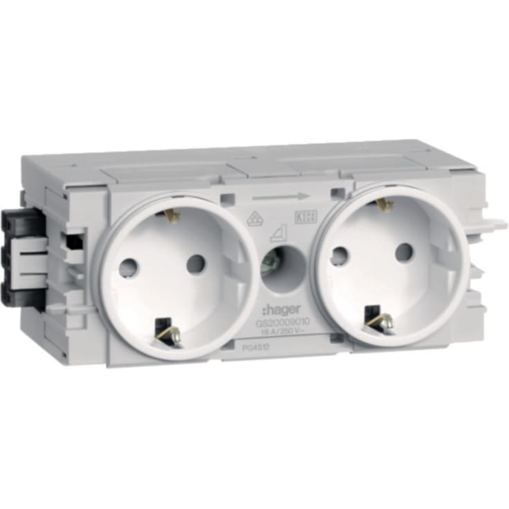 10 stk Ecoline stikkontakt 2xSCHUKO for C-profilmontage RAL9016