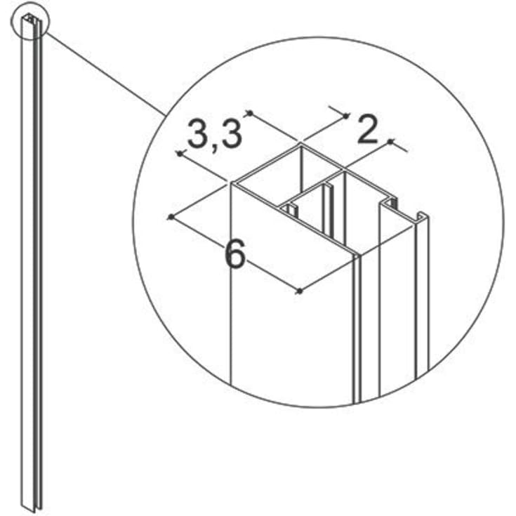 Dansani Match udvidelsesprofil, model A, B & E, rørgennemføring, krom