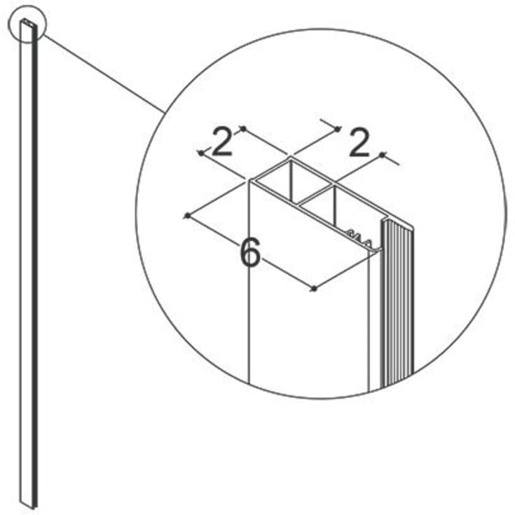 Dansani Match udvidelsesprofil, model D, rørgennemføring, krom