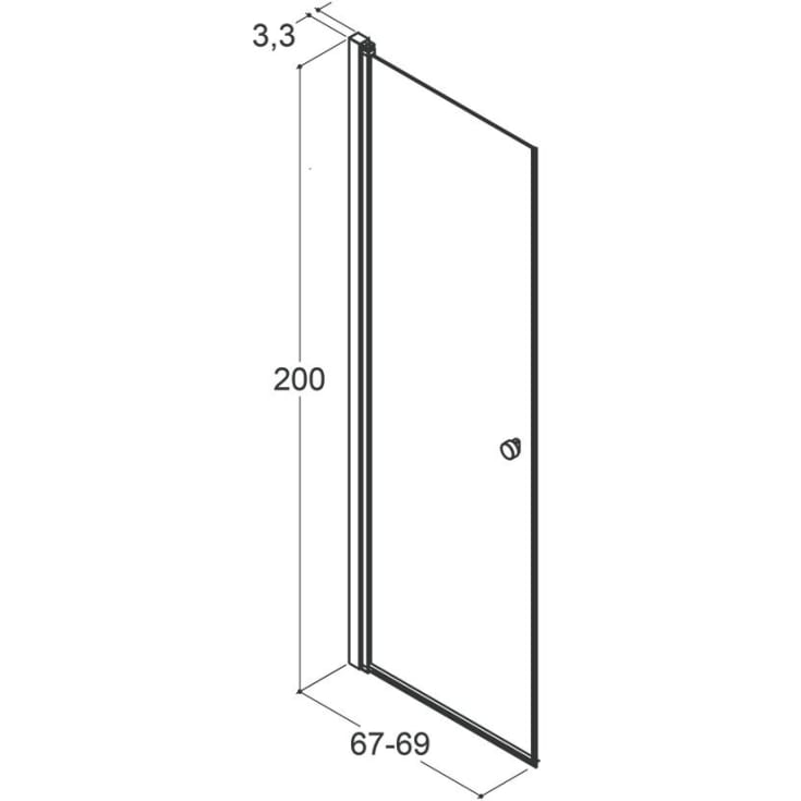 Dansani Match dusjdør, modell A, 67 cm, tonet glass, sort profil