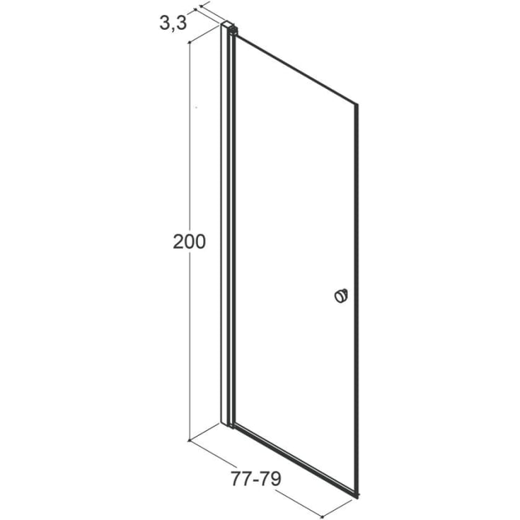 Dansani Match duschdörr, modell A, 77 cm, tonet glas, svart profil
