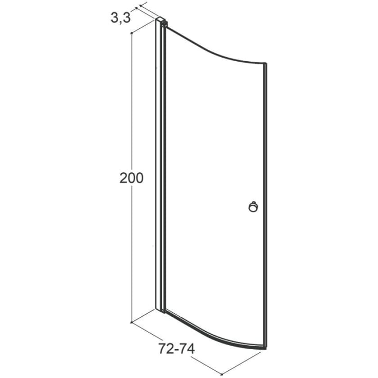 Dansani Match brusedør, model E, 72 cm, tonet glas, sort profil