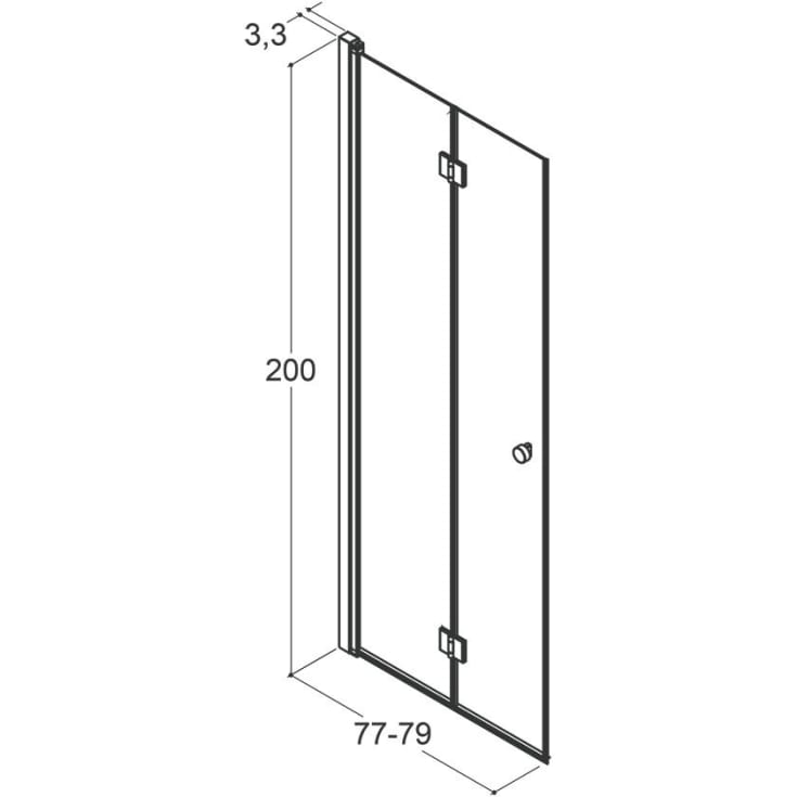 Dansani Match duschdörr, modell B, 77 cm, frostet glas, satin profil