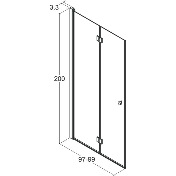 Dansani Match dusjdør, modell B, 97 cm, frostet glass, satin profil
