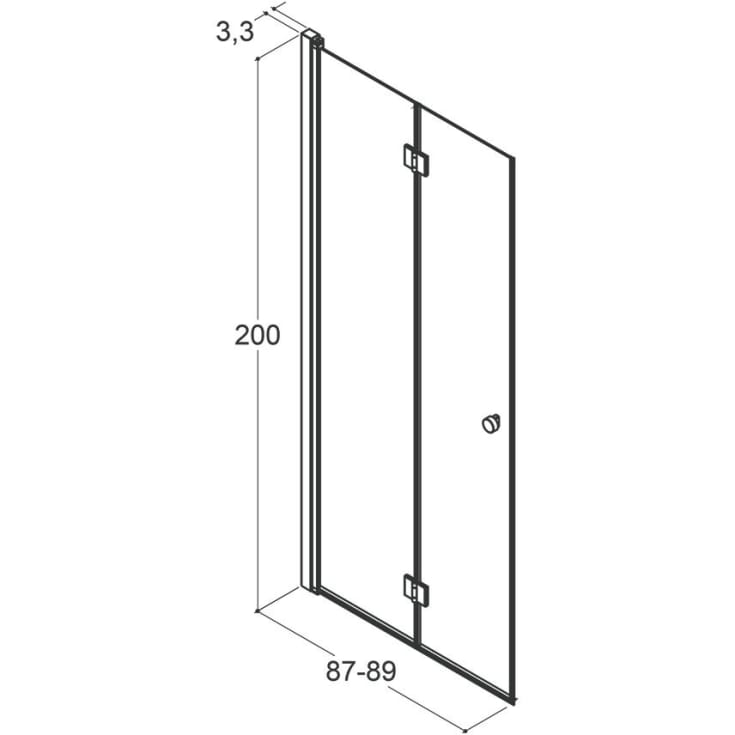 Dansani Match brusedør, model B, 87 cm, frostet glas, satin profil
