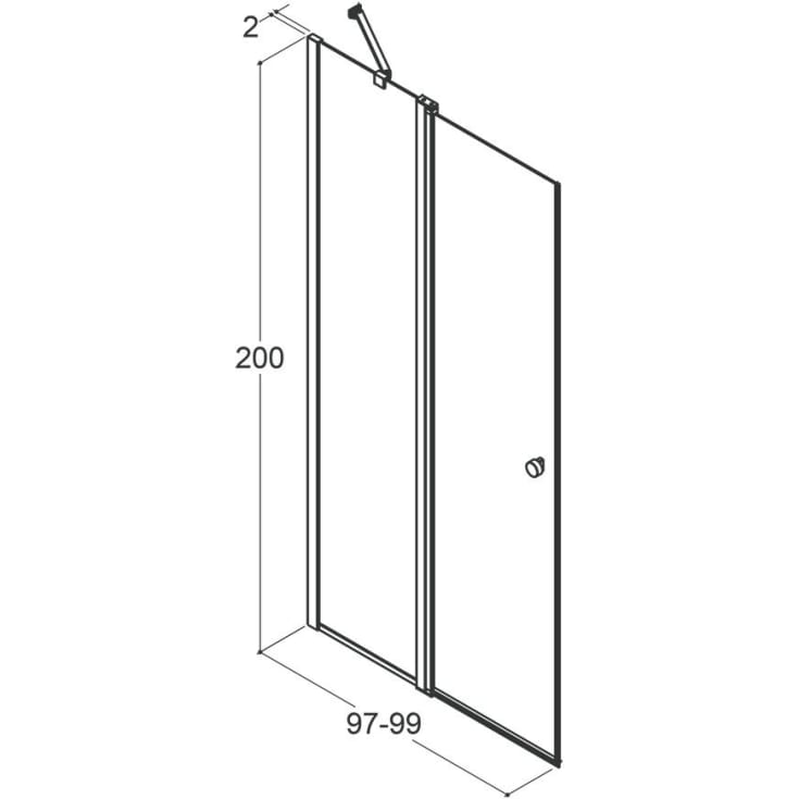 Dansani Match brusedør, model C, 89 cm, klart glas, krom profil