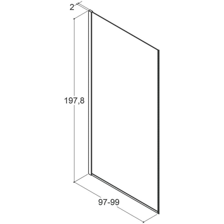 Dansani Match brusevæg, model D, 97 cm, tonet glas, sort profil
