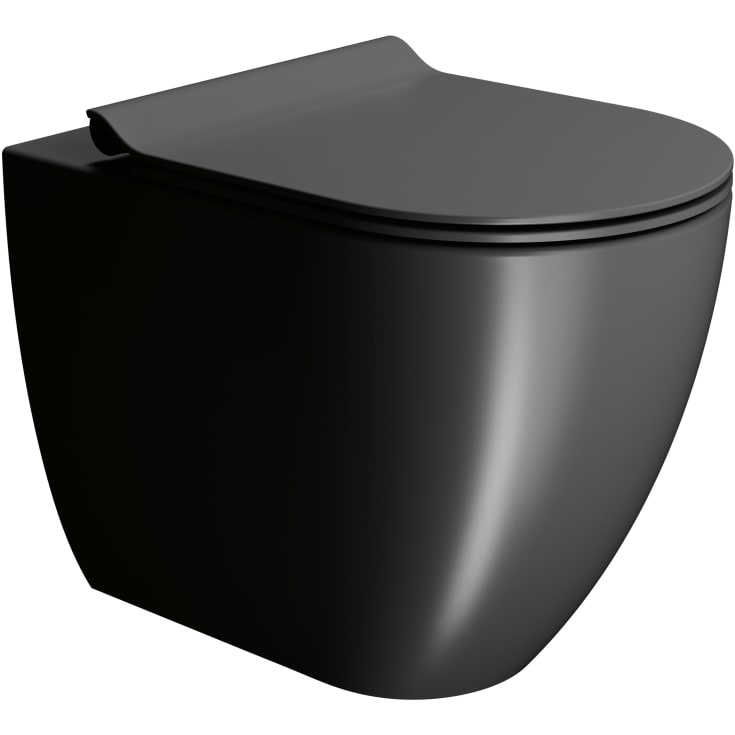 GSI Pura toilet, back-to-wall, uden skyllekant, mat sort