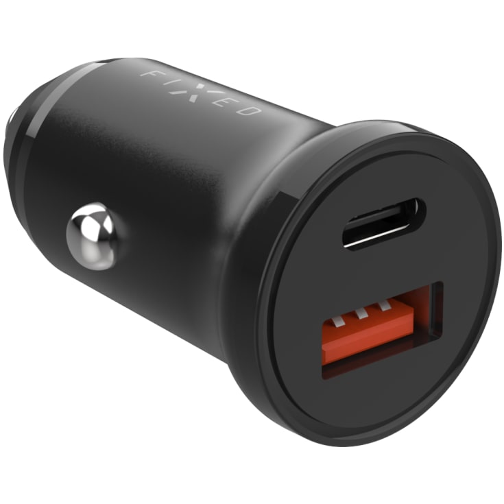 Hurtig Biloplader 20W USB-C PD/USB-A, sort