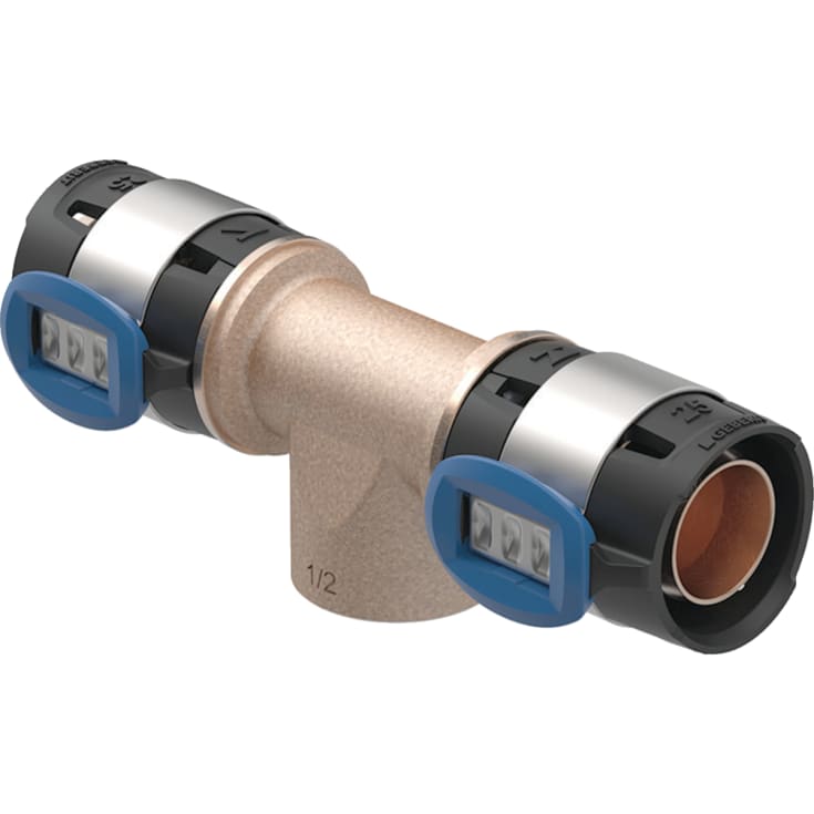 FLOWFIT tee 25mmx1/2x20mm m/indv. gevind blyfri rødgods